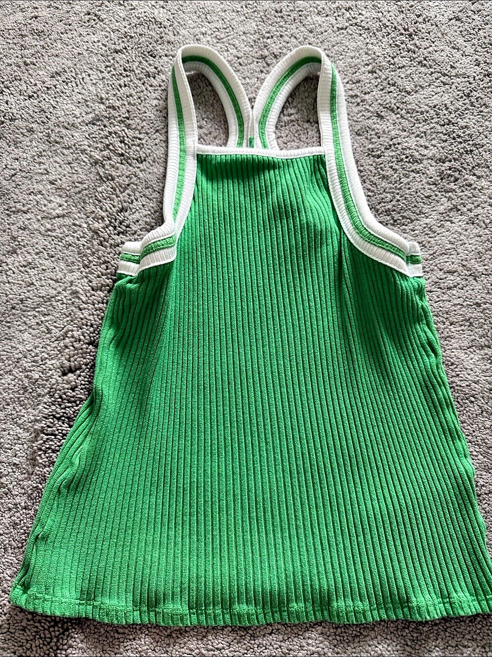 Anthropologie Ribbed Mini Dress in Green & White Size Small Like New